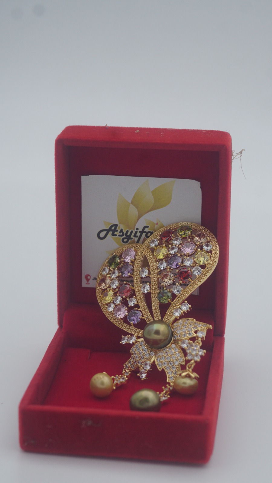 Cincin Mutiara Air Laut Gold White Rose