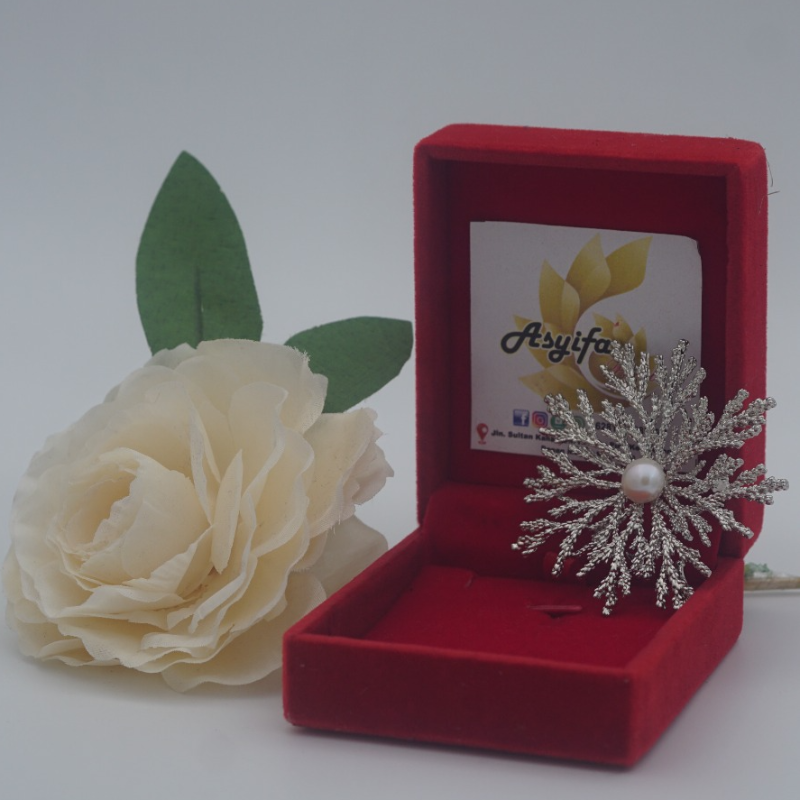 Cincin Mutiara Silver Rhodium Solitaire