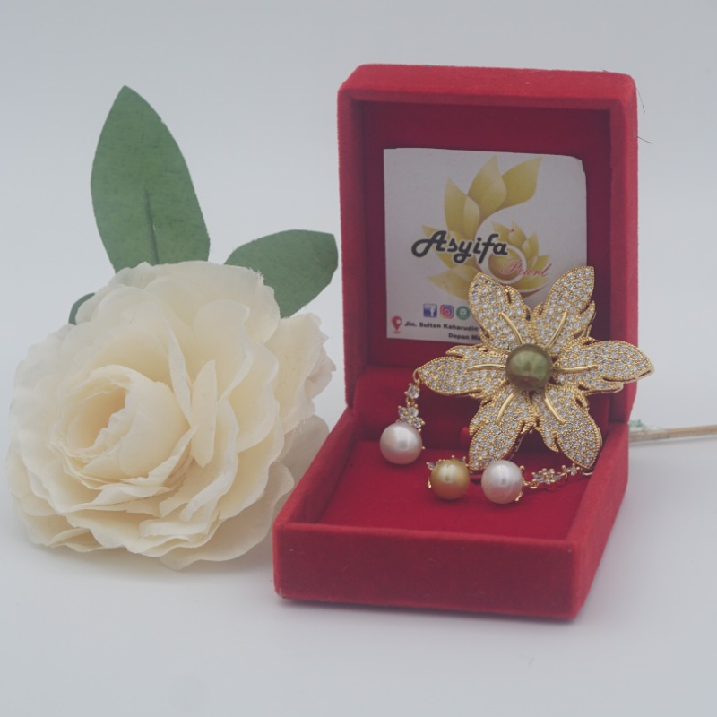Bros Mutiara Lombok Motif Barong Emas
